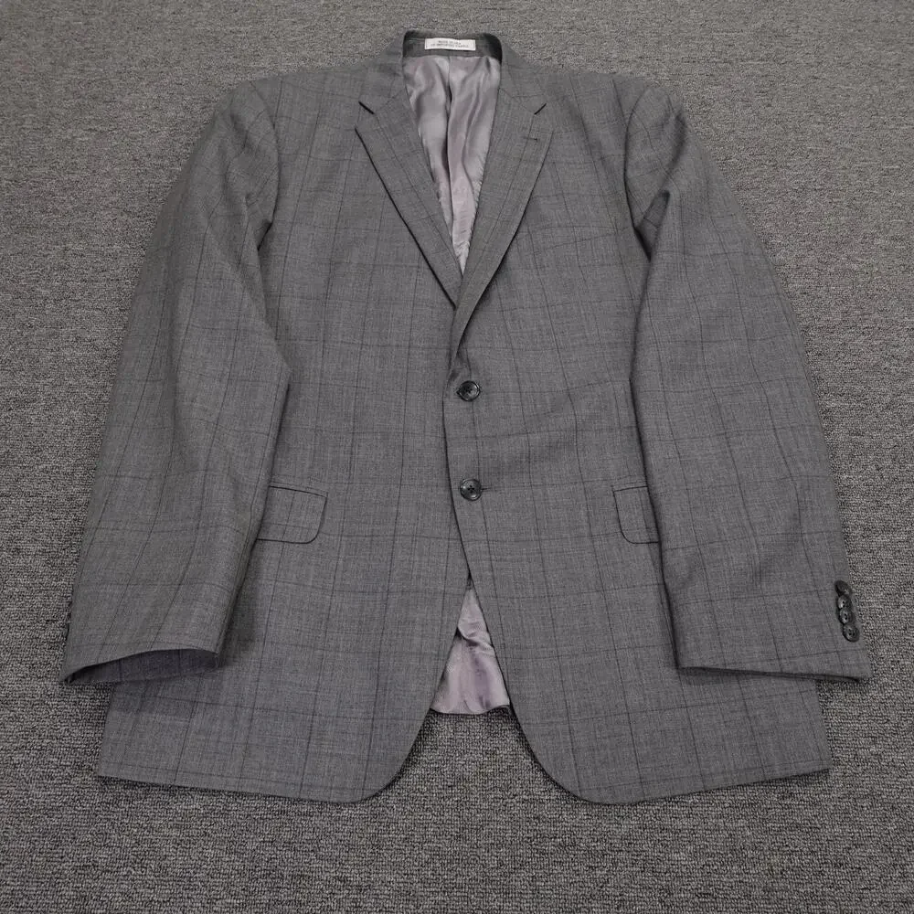 Joseph Abboud Suit Mens 44L Gray Plaid Wool 2 Button 2 Piece 38x31 Pants